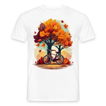 Fahrrad im Herbst - Männer T-Shirt - Weiß - Vorne - AI Model Male 178 dark (178cm)
