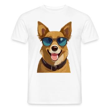 Dog with sunglasses - Men's T-Shirt - white - Front - AI Model Male 178 dark (178cm)