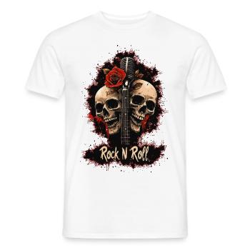 Rock N Roll Skull Electric Guitar Rose Music Rocker - Men's T-Shirt - white - Front - AI Model Male 178 dark (178cm)