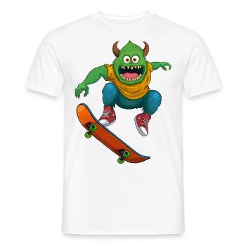 Monster with Skateboard – Gift for Skaters - Men's T-Shirt - white - Front - AI Model Male 178 dark (178cm)