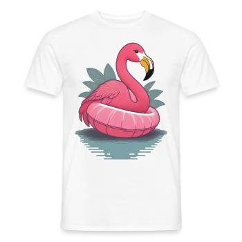 Flamingo im Schwimmring - Männer T-Shirt - Weiß - Vorne - AI Model Male 178 dark (178cm)