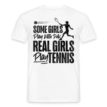Drôle de joueur de tennis raquette fille - T-shirt homme - blanc - Devant - AI Model Male 178 dark (178cm)