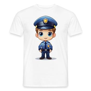 Policeman – Police Illustration - Men's T-Shirt - white - Front - AI Model Male 178 dark (178cm)