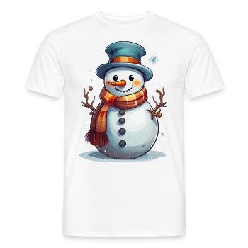 Schneemann im Winter – Cartoon Illustration - Männer T-Shirt - Weiß - Vorne - AI Model Male 178 dark (178cm)