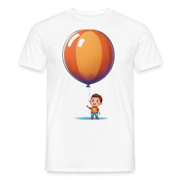 Enfant avec ballon - Illustration mignonne - T-shirt homme - blanc - Devant - AI Model Male 178 dark (178cm)