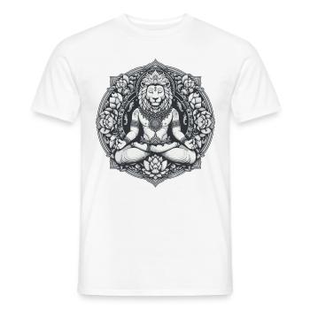 Yoga Lion Meditation Spirituality - Men's T-Shirt - white - Front - AI Model Male 178 dark (178cm)