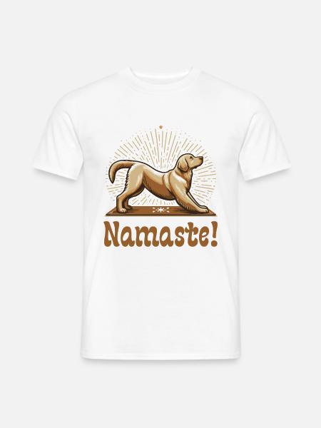 Namaste! Yoga Meditation Golden Retriever Gift - Men's T-Shirt - white
