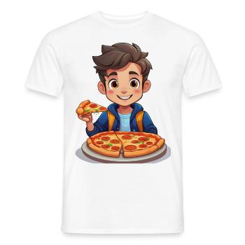 Teenager mit Pizza - Männer T-Shirt - Weiß - Vorne - AI Model Male 178 dark (178cm)