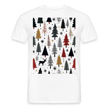Scandinavian Christmas Elements and Winter Trees - Men's T-Shirt - white - Front - AI Model Male 178 dark (178cm)