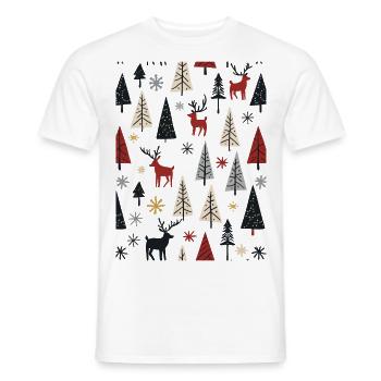 Scandinavian Christmas Elements and Winter Trees - Men's T-Shirt - white - Front - AI Model Male 178 dark (178cm)