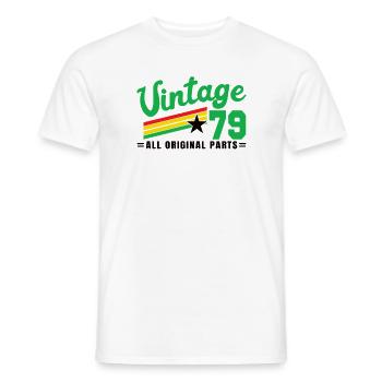 1979 Anniversaire Vintage Toutes les pièces d’origine No III - T-shirt homme - blanc - Devant - AI Model Male 178 dark (178cm)