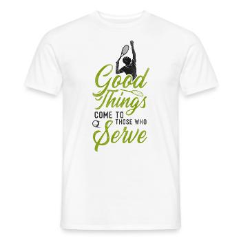 Drôle de joueur de tennis raquette bon - T-shirt homme - blanc - Devant - AI Model Male 178 dark (178cm)