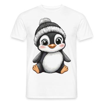 Pingouin mignon mignon bébé enfants animal dessin animé - T-shirt homme - blanc - Devant - AI Model Male 178 dark (178cm)
