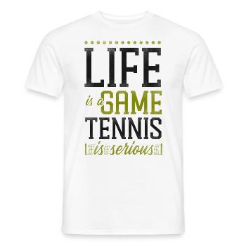Drôle de joueur de tennis raquette la vie est - T-shirt homme - blanc - Devant - AI Model Male 178 dark (178cm)