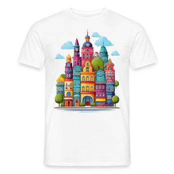 Ville colorée - T-shirt homme - blanc - Devant - AI Model Male 178 dark (178cm)