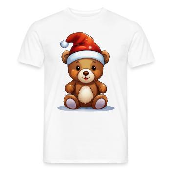 Noël – Ours en peluche avec chapeau de Père Noël - T-shirt homme - blanc - Devant - AI Model Male 178 dark (178cm)