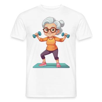 Oma, die Fitness Übungen macht - Männer T-Shirt - Weiß - Vorne - AI Model Male 178 dark (178cm)