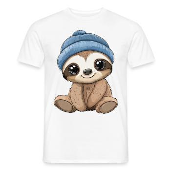 Paresseux doux mignon bébé enfants animal dessin animé - T-shirt homme - blanc - Devant - AI Model Male 178 dark (178cm)