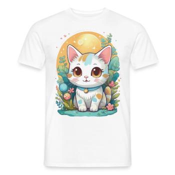 Chat dans le style manga kawaii - T-shirt homme - blanc - Devant - AI Model Male 178 dark (178cm)