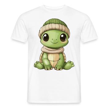 tortue mignon mignon bébé enfants animal dessin animé - T-shirt homme - blanc - Devant - AI Model Male 178 dark (178cm)