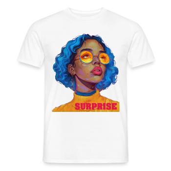 Surprise girl art text - Men's T-Shirt - white - Front - AI Model Male 178 dark (178cm)