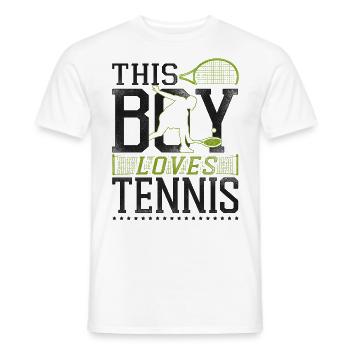Funny Tennis Player Racket Boy - Männer T-Shirt - Weiß - Vorne - AI Model Male 178 dark (178cm)
