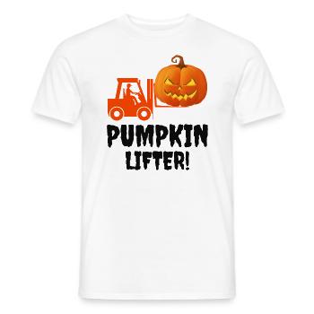 Halloween Forklift Operator Pumpkin Lifter - Men's T-Shirt - white - Front - AI Model Male 178 dark (178cm)