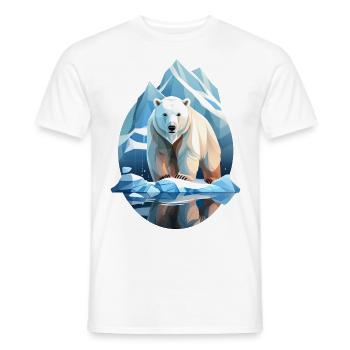 Polar bear between and snow – climate change - Men's T-Shirt - white - Front - AI Model Male 178 dark (178cm)
