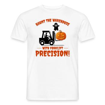 Halloween Ghost Forklift Operator Pumpkin Funny - Men's T-Shirt - white - Front - AI Model Male 178 dark (178cm)