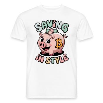 Saving In Style - Men's T-Shirt - white - Front - AI Model Male 178 dark (178cm)
