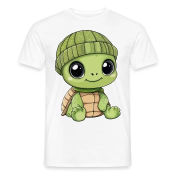 tortue mignon mignon bébé enfants animal dessin animé - T-shirt homme - blanc - Devant - AI Model Male 178 dark (178cm)