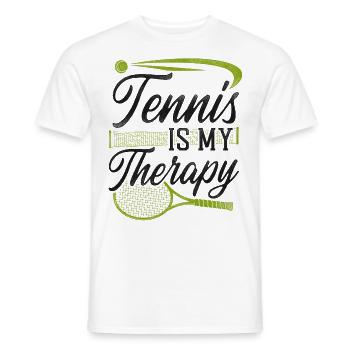 Drôle de joueur de tennis Raquette Tennis - T-shirt homme - blanc - Devant - AI Model Male 178 dark (178cm)