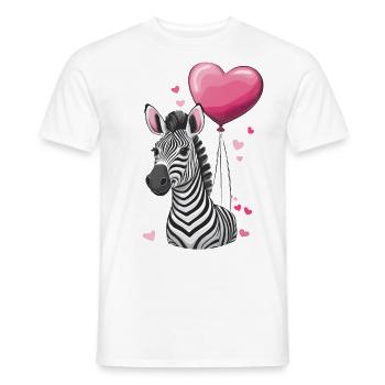 Valentinstag – Niedliches Zebra mit Herzluftballon - Männer T-Shirt - Weiß - Vorne - AI Model Male 178 dark (178cm)