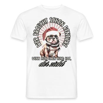 drôle Père Noël Bulldog chiens de Noël - T-shirt homme - blanc - Devant - AI Model Male 178 dark (178cm)