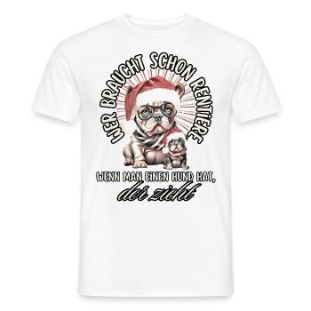 drôle Père Noël Bulldog chiens de Noël - T-shirt homme - blanc - Devant - AI Model Male 178 dark (178cm)