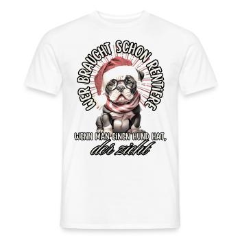 drôle Père Noël Bulldog chiens de Noël - T-shirt homme - blanc - Devant - AI Model Male 178 dark (178cm)