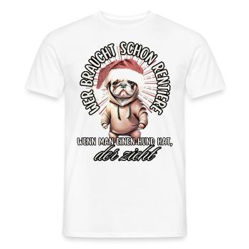 drôle Père Noël Bulldog chiens de Noël - T-shirt homme - blanc - Devant - AI Model Male 178 dark (178cm)