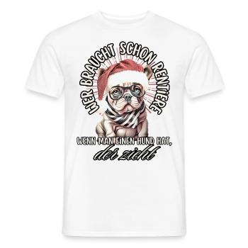 drôle Père Noël Bulldog chiens de Noël - T-shirt homme - blanc - Devant - AI Model Male 178 dark (178cm)