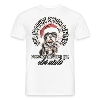 drôle Père Noël Bulldog chiens de Noël - T-shirt homme - blanc - Devant - AI Model Male 178 dark (178cm)