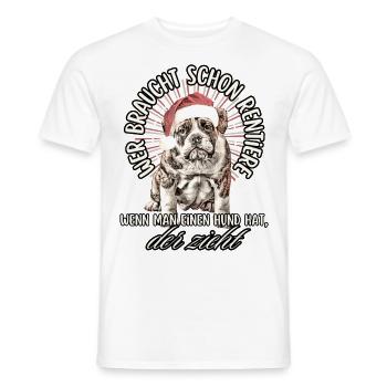 drôle Père Noël Bulldog chiens de Noël - T-shirt homme - blanc - Devant - AI Model Male 178 dark (178cm)
