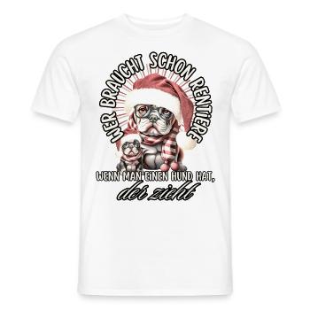 drôle Père Noël Bulldog chiens de Noël - T-shirt homme - blanc - Devant - AI Model Male 178 dark (178cm)