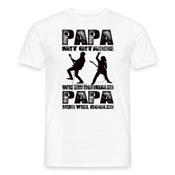Papa avec une guitare comme un papa normal, mais plus frais - T-shirt homme - blanc - Devant - AI Model Male 178 dark (178cm)