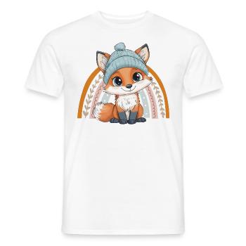 renard mignon mignon bébé enfants animal dessin animé - T-shirt homme - blanc - Devant - AI Model Male 178 dark (178cm)