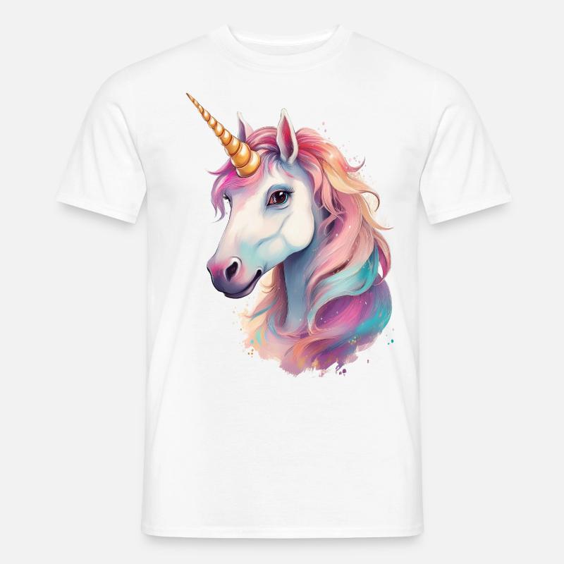 Gemaltes Einhorn - Männer T-Shirt - Weiß