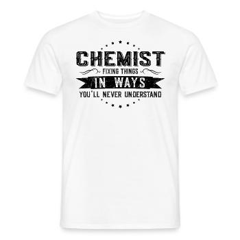 Chemist Fellow Gift Profession Saying Funny - Men's T-Shirt - white - Front - AI Model Male 178 dark (178cm)
