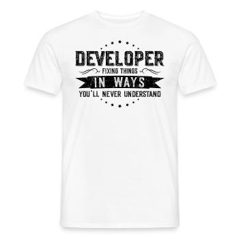 Entwickler Kollegen Geschenk Beruf Spruch Lustig - Männer T-Shirt - Weiß - Vorne - AI Model Male 178 dark (178cm)