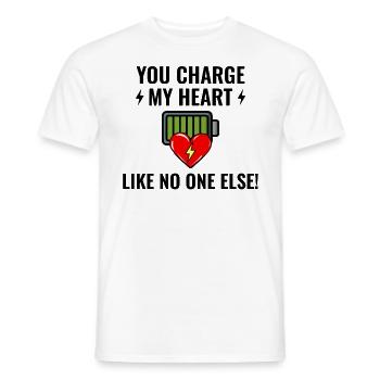 Elektriker Valentine: Du lädst mein Herz auf - Männer T-Shirt - Weiß - Vorne - AI Model Male 178 dark (178cm)