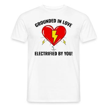 Elektriker Valentine: In der Liebe geerdet - Männer T-Shirt - Weiß - Vorne - AI Model Male 178 dark (178cm)