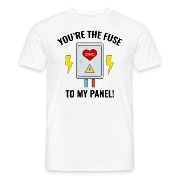 Electrician Valentine: You’re the Fuse to My Panel - Men's T-Shirt - white - Front - AI Model Male 178 dark (178cm)