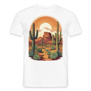 Vintage Arizona Illustration mit Kaktus und Wüste - Männer T-Shirt - Weiß - Vorne - AI Model Male 178 dark (178cm)